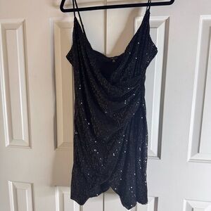 City Triangles Black Strapless Sequin Mini Dress - Size 15
